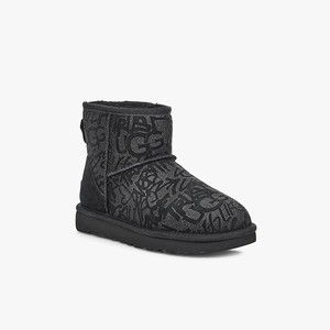 Ugg Classic Mini Sparkle Graffiti Klassiska Stövlar Dam Svarta (156074GOY)